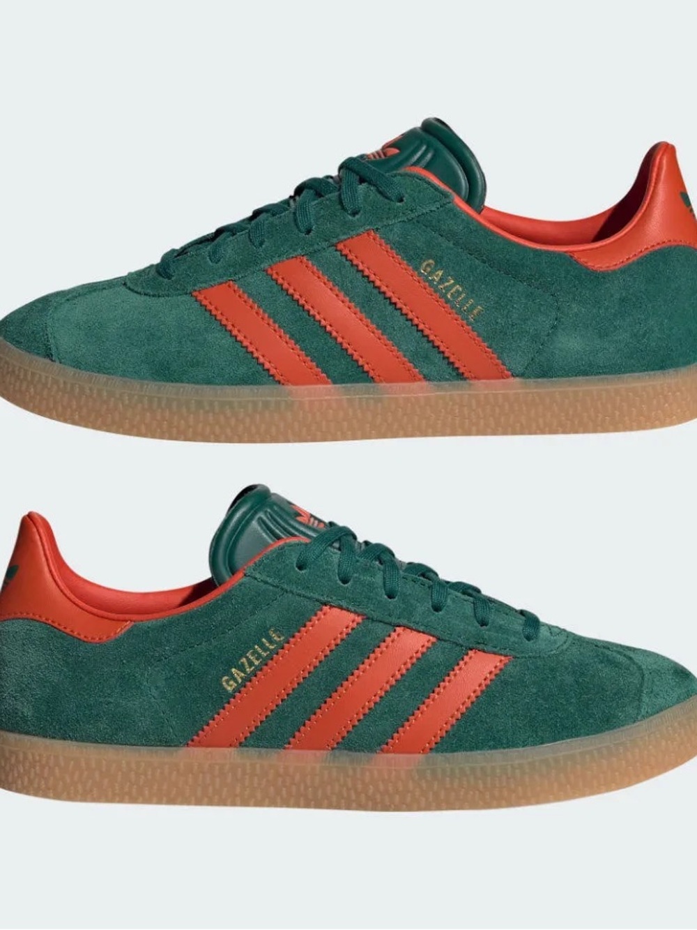 Adidas Gazelle Green & Orange/Red Boys size 6 fits Woman size 7.5-8 NWT & box